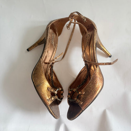 Carlos by Carlos Santana Bronze Chain Heels — Size 10