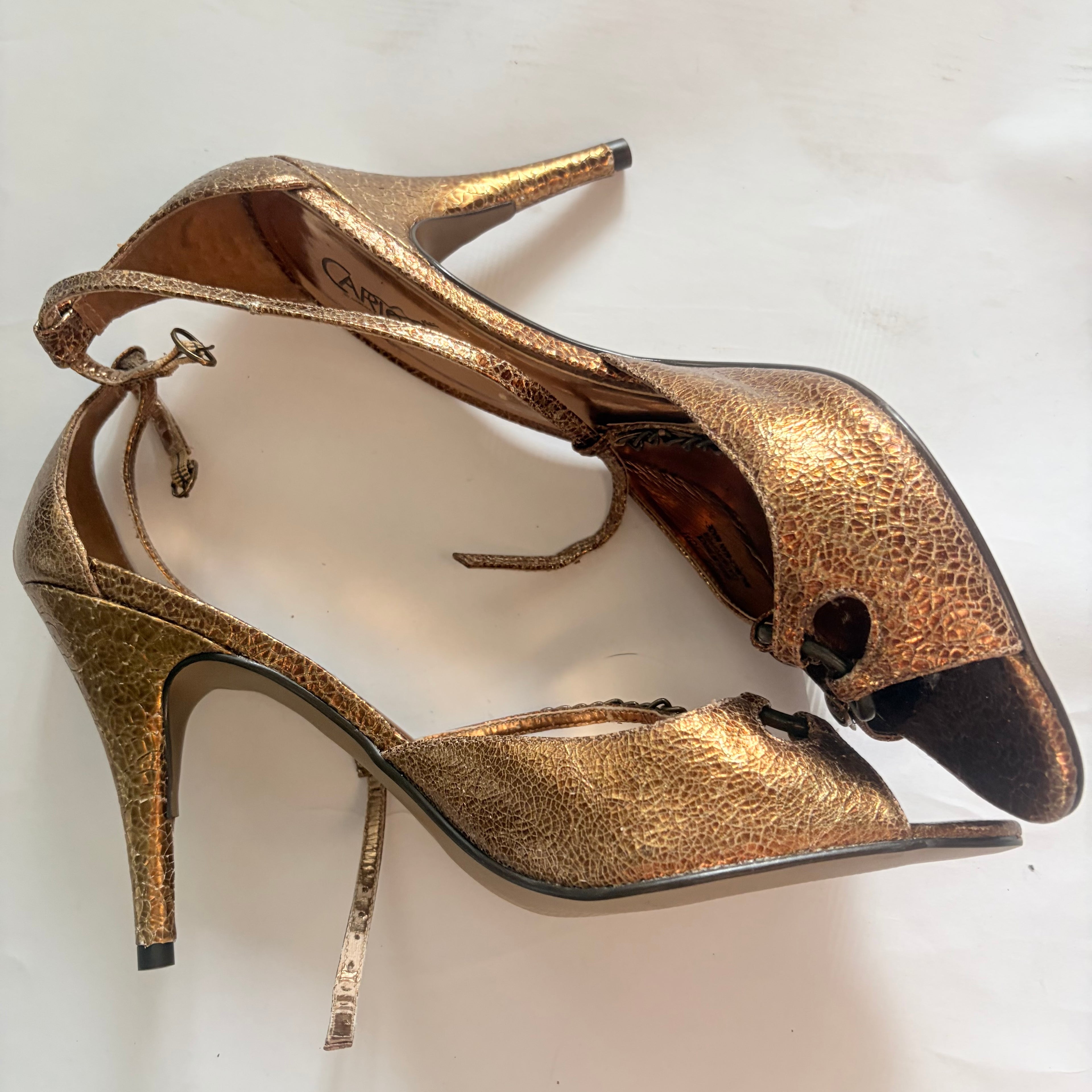 Carlos by Carlos Santana Bronze Chain Heels — Size 10