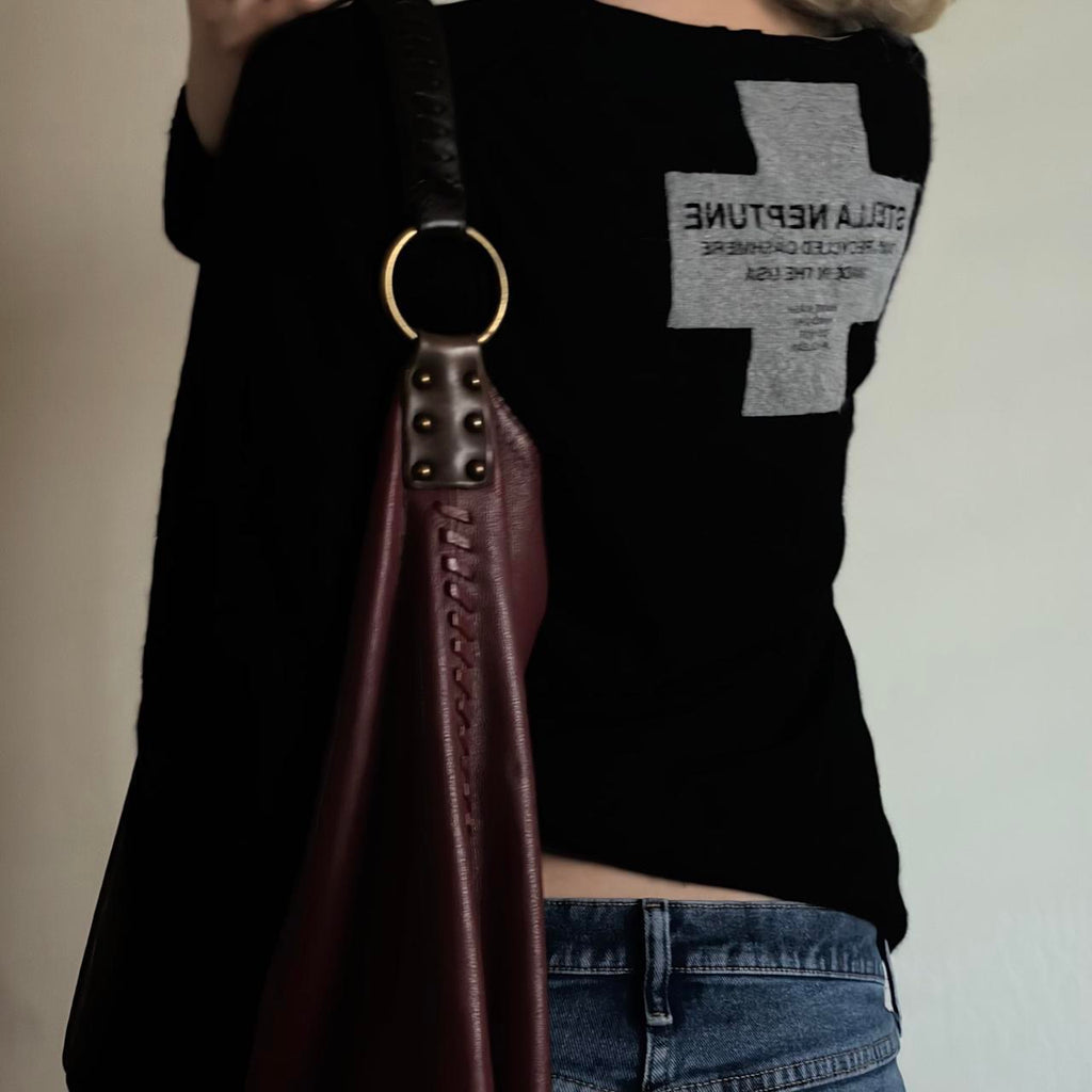 Vintage Burgundy Leather Shoulder Bag