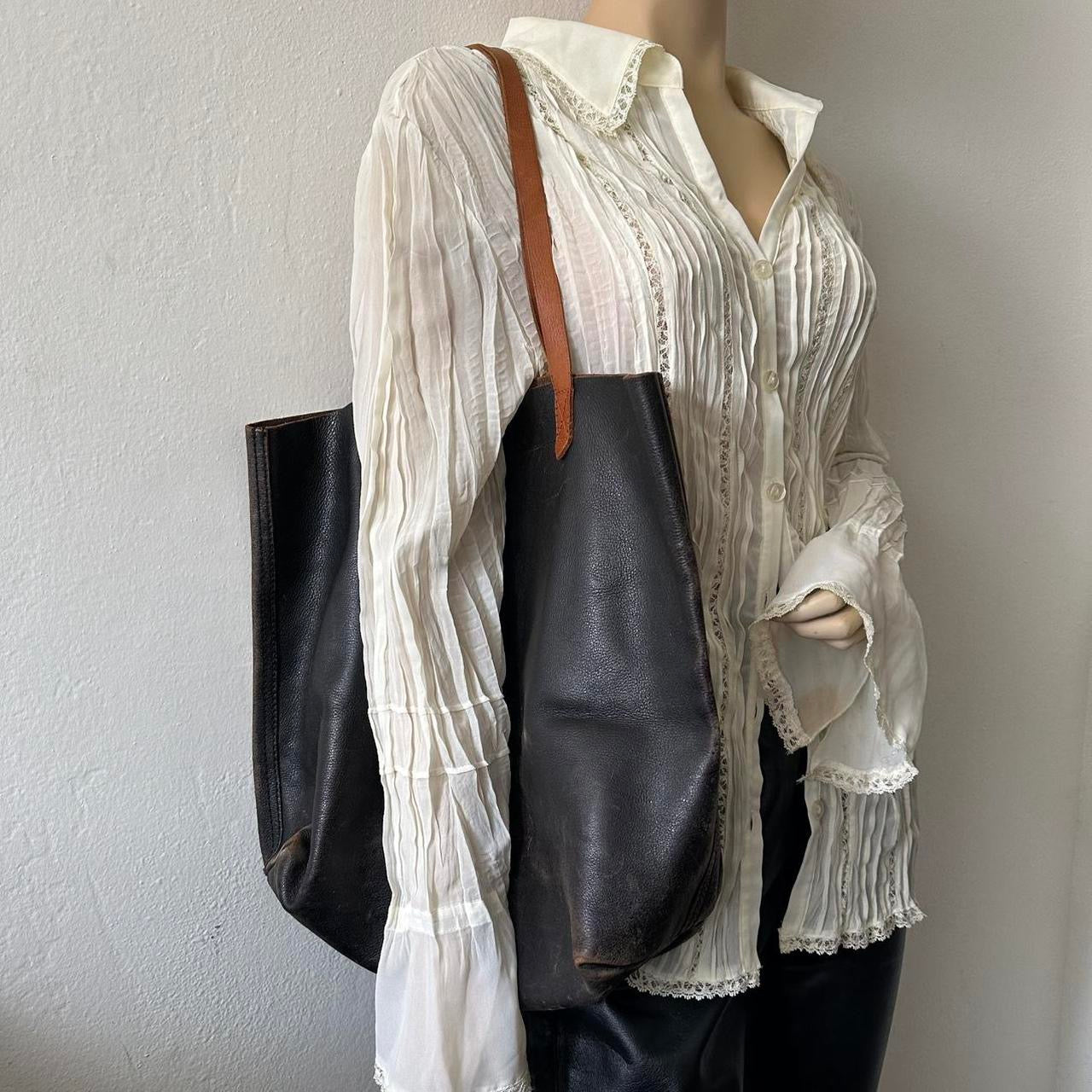 Black & brown leather tote bag