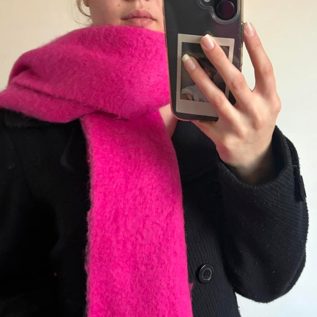 Hot Pink Fringe Scarf