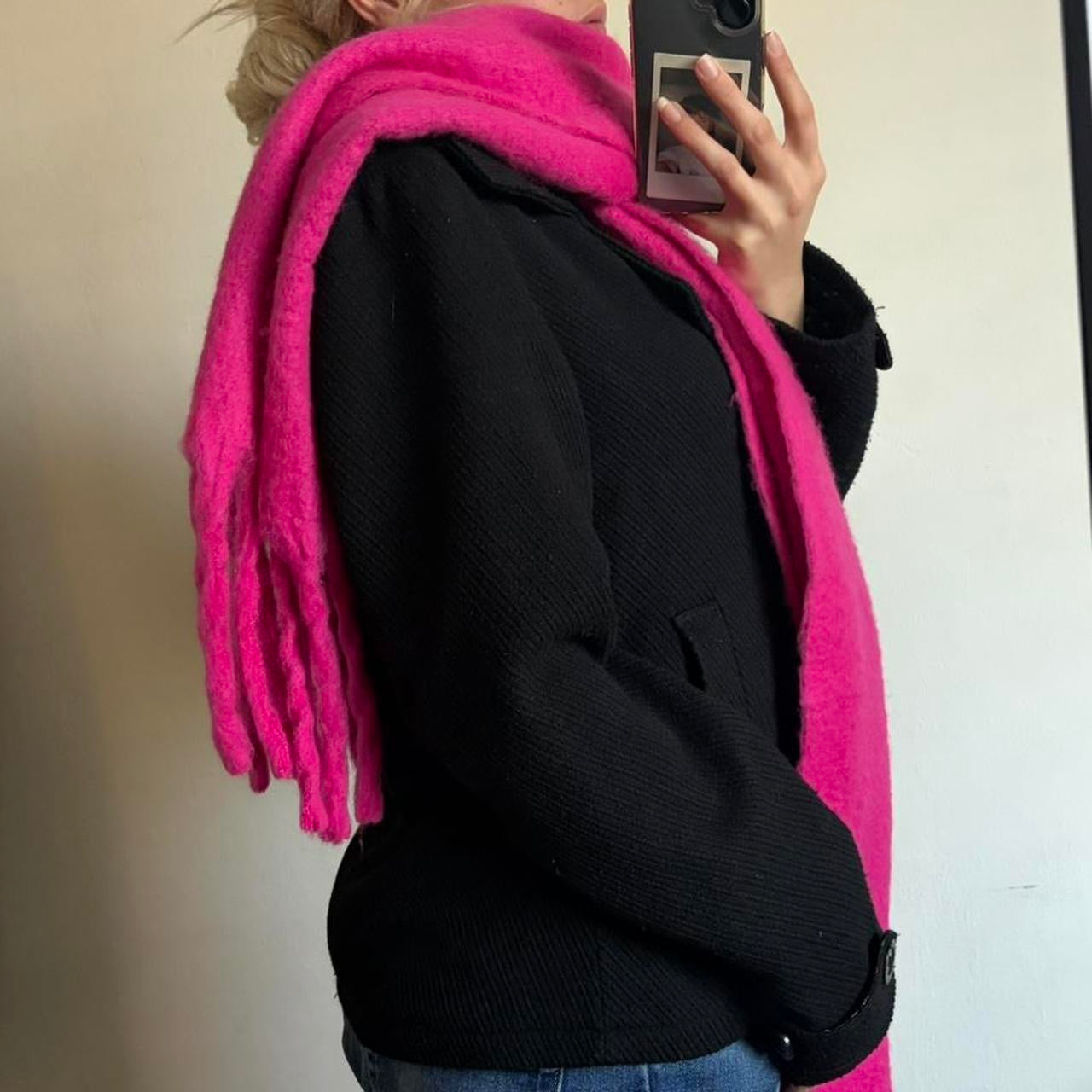 Hot Pink Fringe Scarf