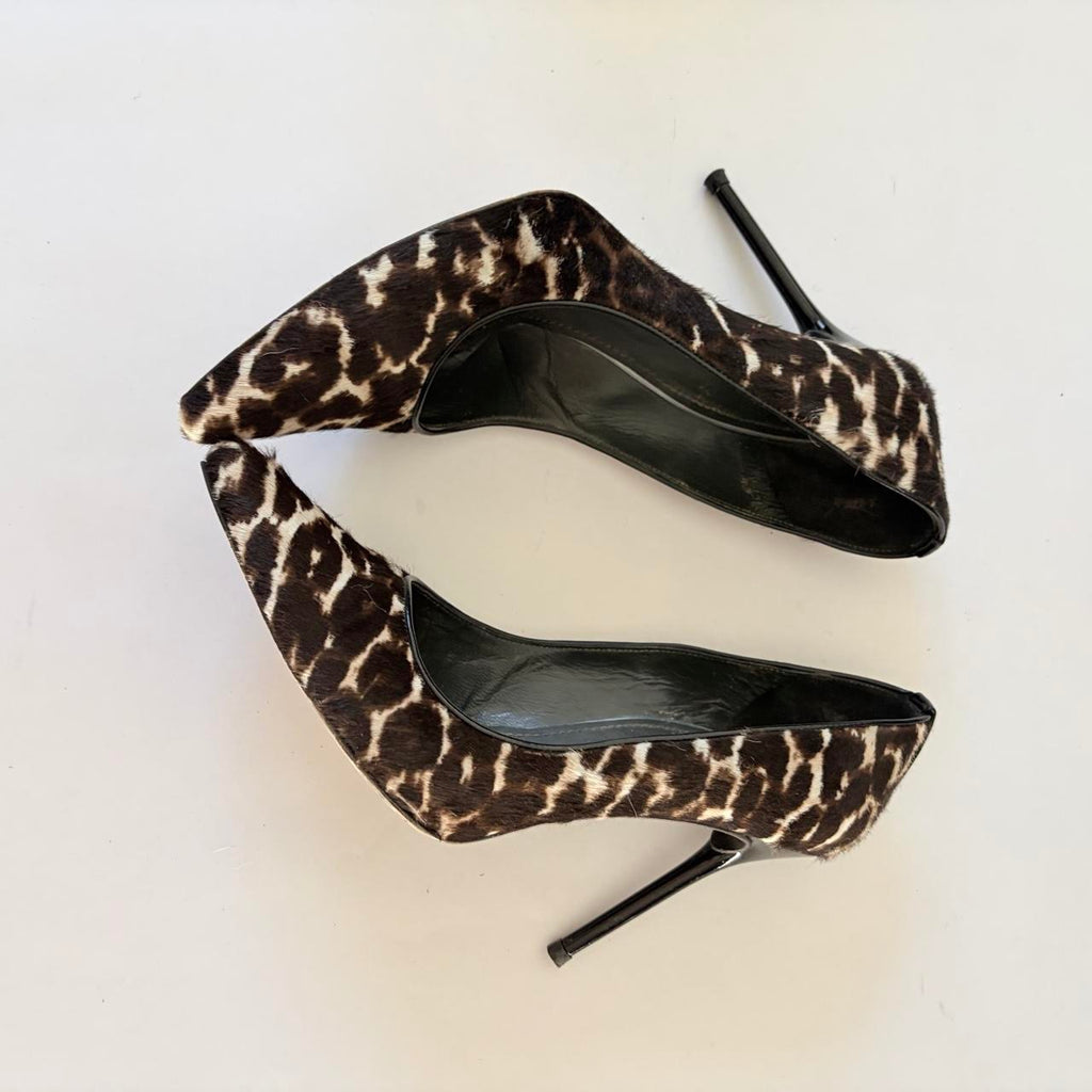 Stuart Weitzman Leopard Calf Hair Pointed Toe Stiletto Pumps | Size 7